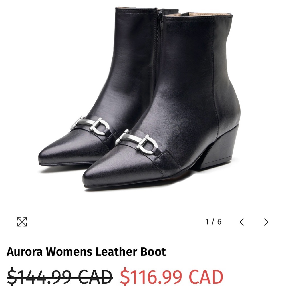 Women's Allonsi  Black Pointed Toe Ankle Boots with Silver Bit Detail-size 7